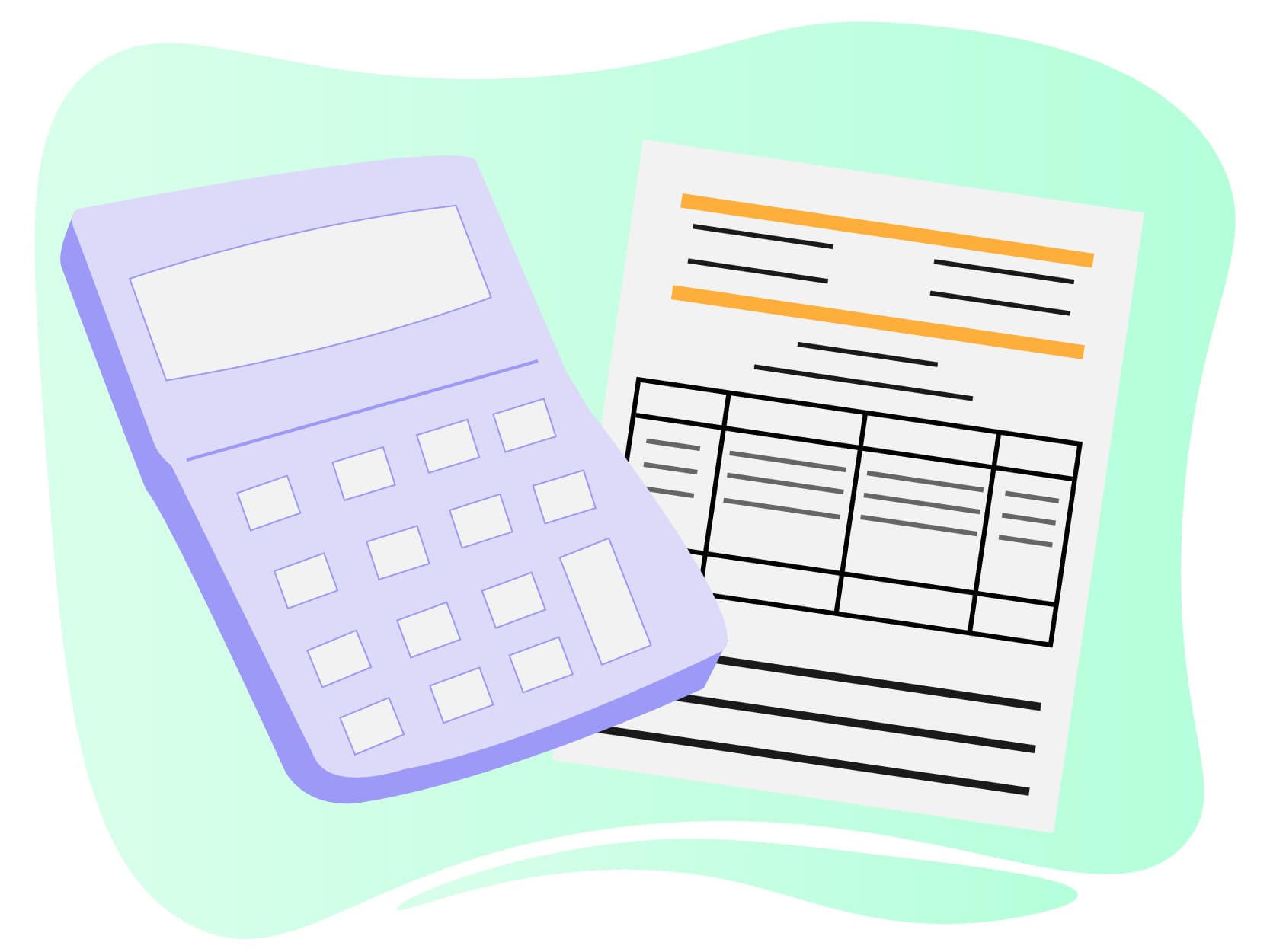 paarse rekenmachine naast een checklist zodat gastouders dit kunnen gebruiken als ze belastingaangifte gaan doen 
