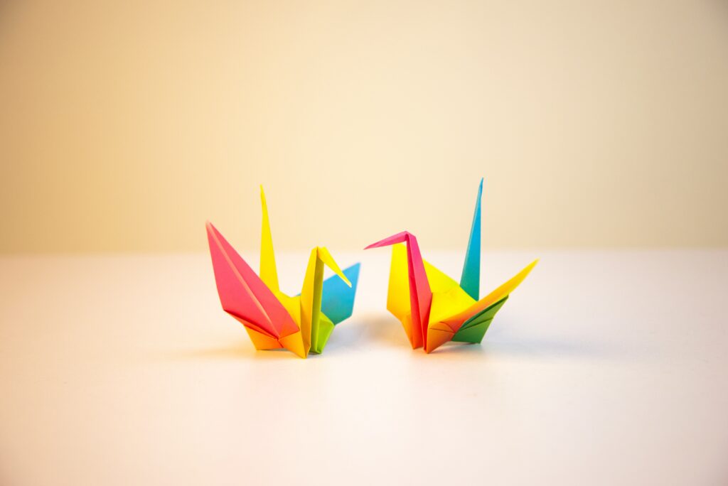 knutselen met papier origami zwanen