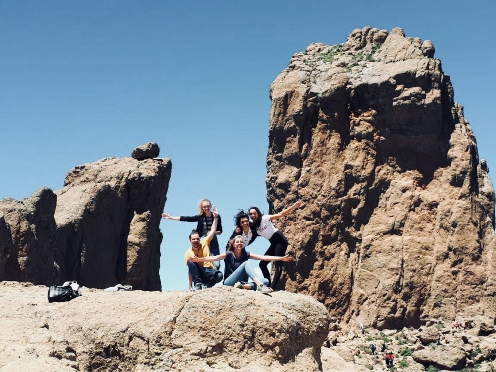 au pair viragini in gran canaria on a mountain with friends