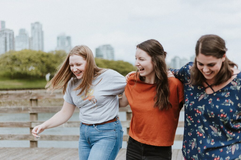 a group of au pairs exploring their new city together. 