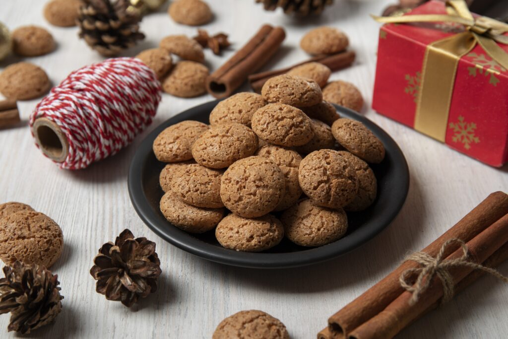An assortment of pepernoten, a typical Dutch holiday cookie.