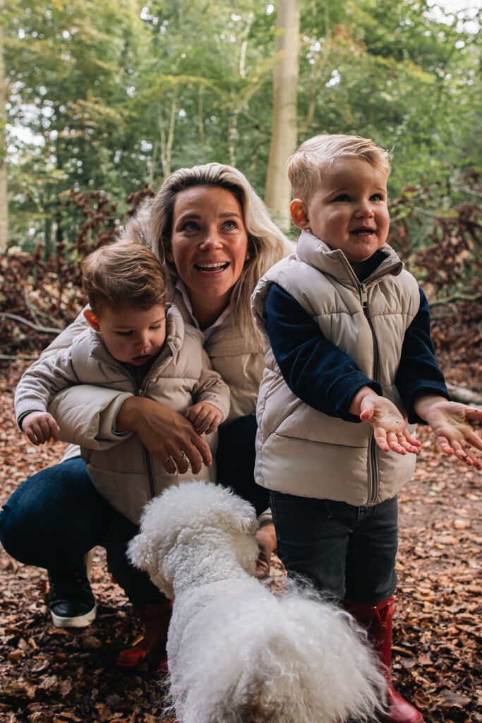 mother daphne with her kids in the woods during an interview about an au pair 